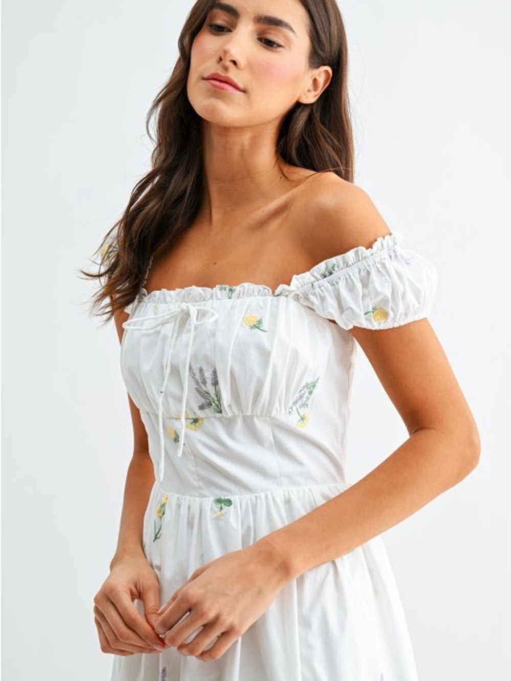 Camellia White Floral Embroidered Midi Dress - Picture 3 of 4